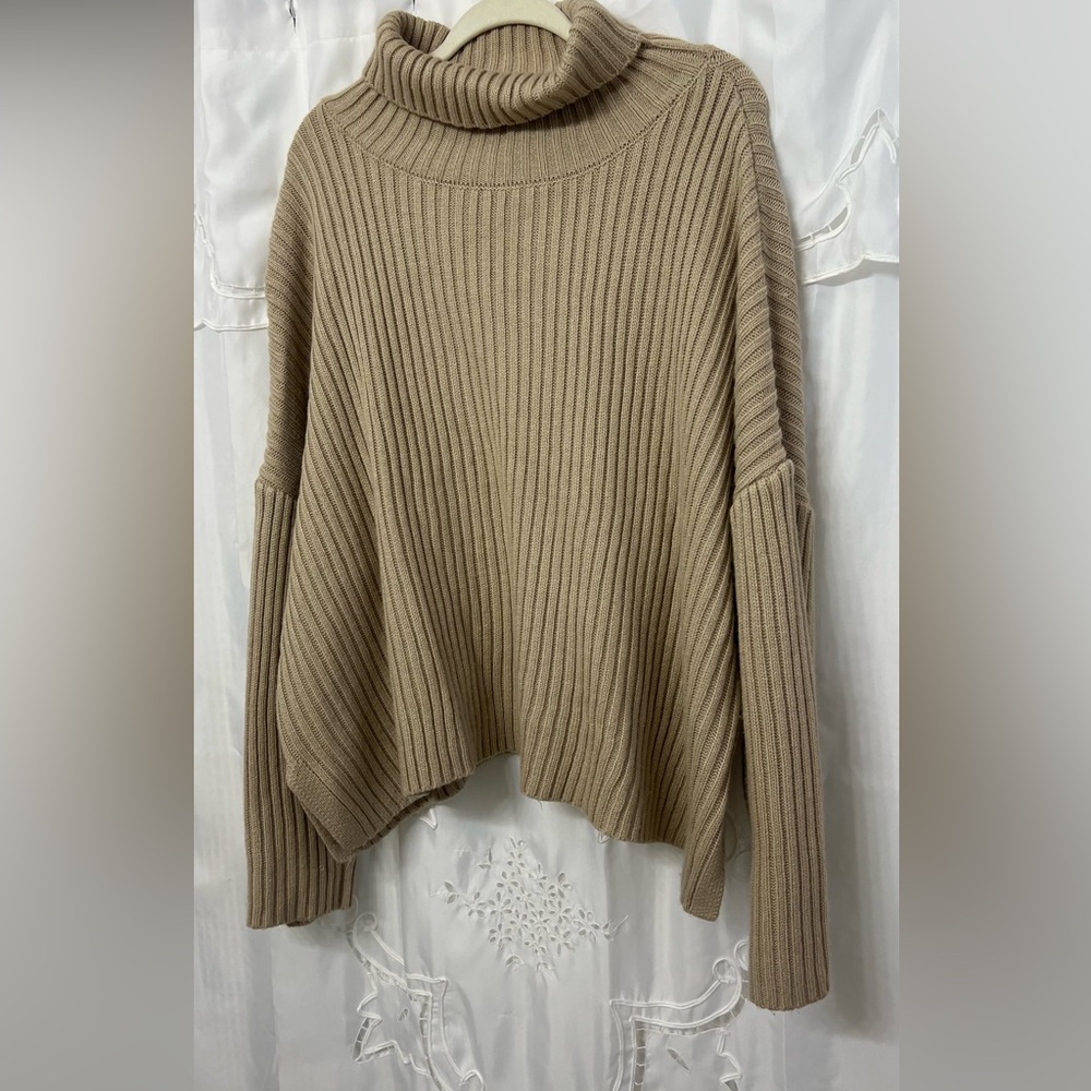 LBLC The Label Oversized Ribbed Turtleneck Sweater Camel Beige Size XS - Picture 5 of 11